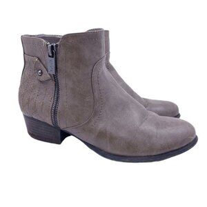 Unisa Unpatsie Brown Faux Leather Zip Up Ankle Booties Women's Size 7.5